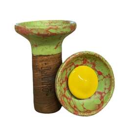 Hookah bowl Oblako Flow - Yellow on Light Green/Red Marble
