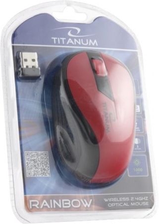 TITANUM MYSZ BEZPRZ. 2.4GHZ 3D OPT. USB RAINBOW CZERWONA