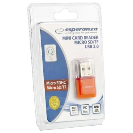 ESPERANZA CZYTNIK KART MICRO SD USB POMARAŃCZOWY