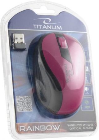 TITANUM MYSZ BEZPRZ. 2.4GHZ 3D OPT. USB RAINBOW RÓŻOWA